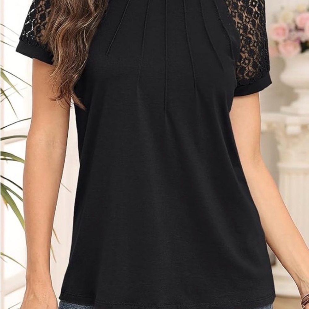 Elegant Black Lace Sleeve Top